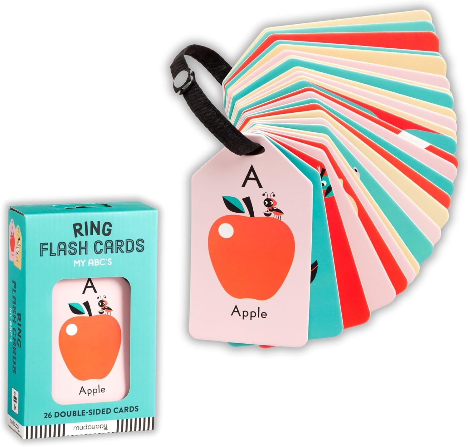 Mudpuppy My ABC’s — Ring Flashcards 26 Durable Double Sided Alphabet Cards And Reclosable Ring With Colorful Art For Kids Ages 3+ Perfect For Preschool Or Travel For Teachers And Parents