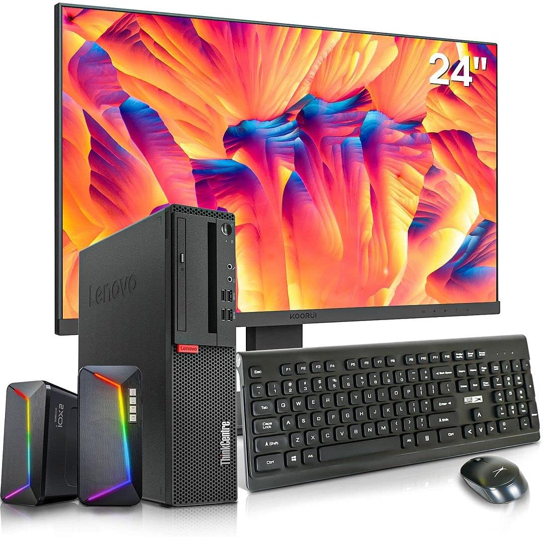 Lenovo ThinkCentre M710s SFF Desktop Computer, Intel Core i7-6700, 16GB DDR4, 512GB NVMe SSD, 24″ Full HD Monitor, Wireless Keyboard & Mouse, Speakers, Windows 10 Pro