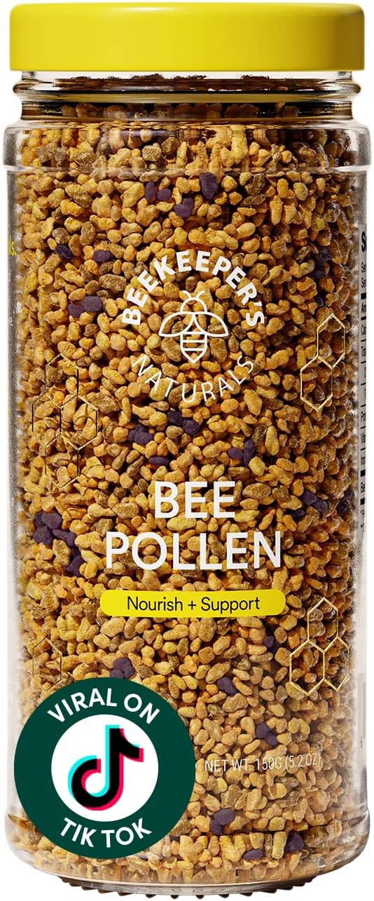 Beekeeper’s Naturals – 100% Raw Bee Pollen Granules, Natural Preserved Enzymes, Source of Vitamin B, Minerals, Amino Acids & Protein – Paleo & Keto Friendly, Gluten Free (5.2 oz)