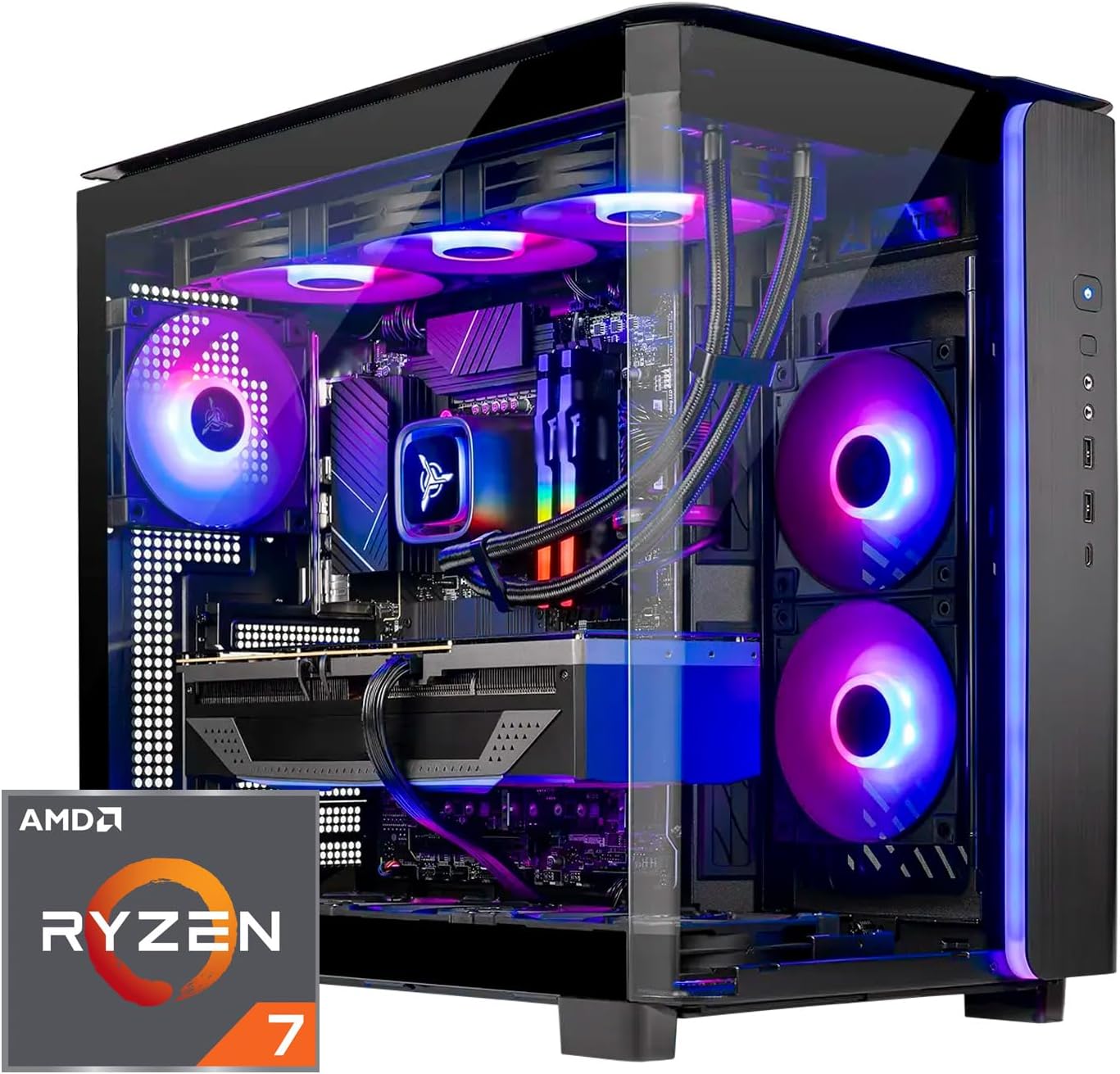 Skytech King 95 Gaming PC Desktop, Ryzen 7 7700X 4.5 GHz (5.4GHz Turbo Boost), NVIDIA RTX 4070 Ti Super 16GB GDDR6X, 1TB Gen4 SSD, 32GB DDR5 RAM 5600 RGB, 750W Gold PSU, ARGB AIO, Wi-Fi, Win 11 Home