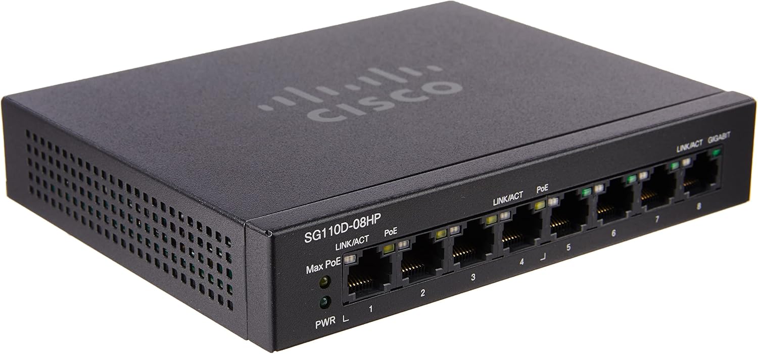 CISCO DESIGNED Cisco Refresh SG110D-08HP 8-Port PoE Gigabit Desktop Switch (SG110D-08HP-NA-RF) Remanufactured