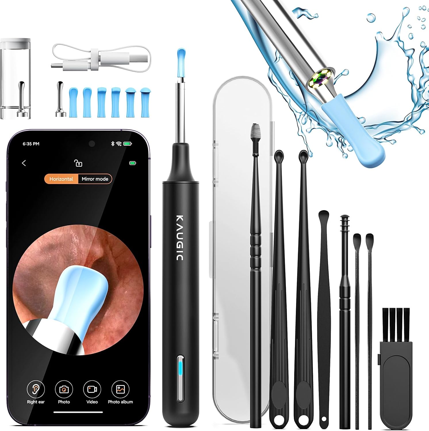 Water Powered Ear Cleaner, Electric Ear Wax Removal Tool, Ear Irrigation Kit with Sewage System – Premium Ear Wax Cleaner with 4 Mode – Ear Wax Removal Tool with 8PCS Ear Pick