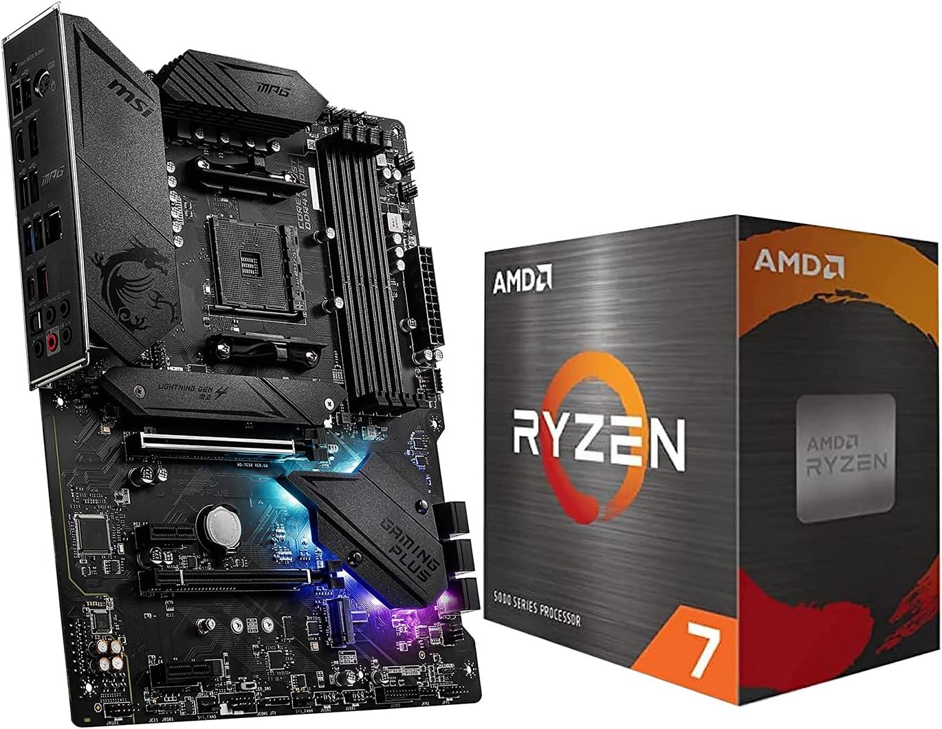 INLAND Micro Center AMD Ryzen 7 5700X 8-Core 16-Thread Unlocked Desktop Processor with MSI MPG B550 Gaming Plus ATX Gaming Motherboard (AMD AM4, DDR4, PCIe 4.0, M.2)