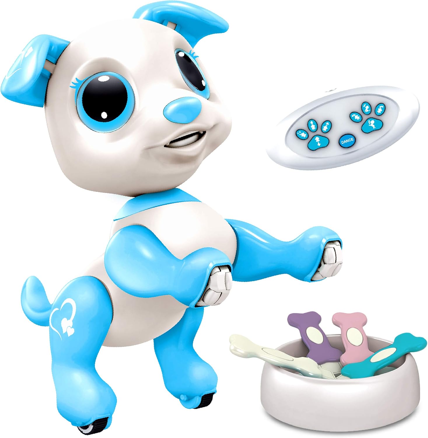 Robo Pets Robot Dog Toy for Girls and Boys – Remote Control Robot Toy Puppy with LEDs, Sound FX, Interactive Hand Motion Gestures, STEM Toy Program Treats, Dancing and Walking RC Robot for Kids (Blue)