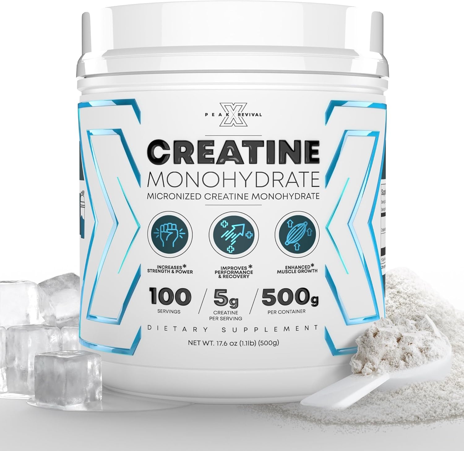 Performance Micronized Creatine Monohydrate Powder Supplement, 5000mg (5g), 100 Servings, Unflavored, Gluten Free, Non-GMO, Vegan