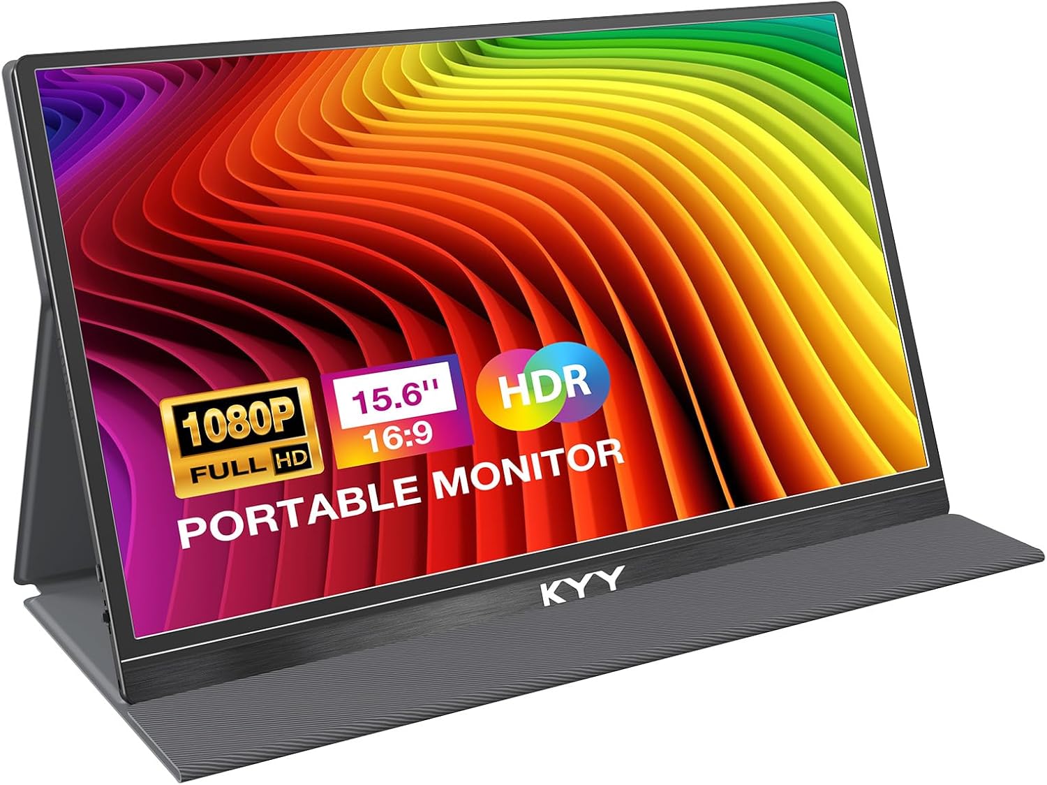 KYY Portable Monitor 15.6” FHD 1080P USB C HDMI Gaming Monitor Ultra-Slim IPS Display w/Smart Cover & Speakers, Plug&Play, External Monitor for Laptop PC Phone Mac Xbox PS4