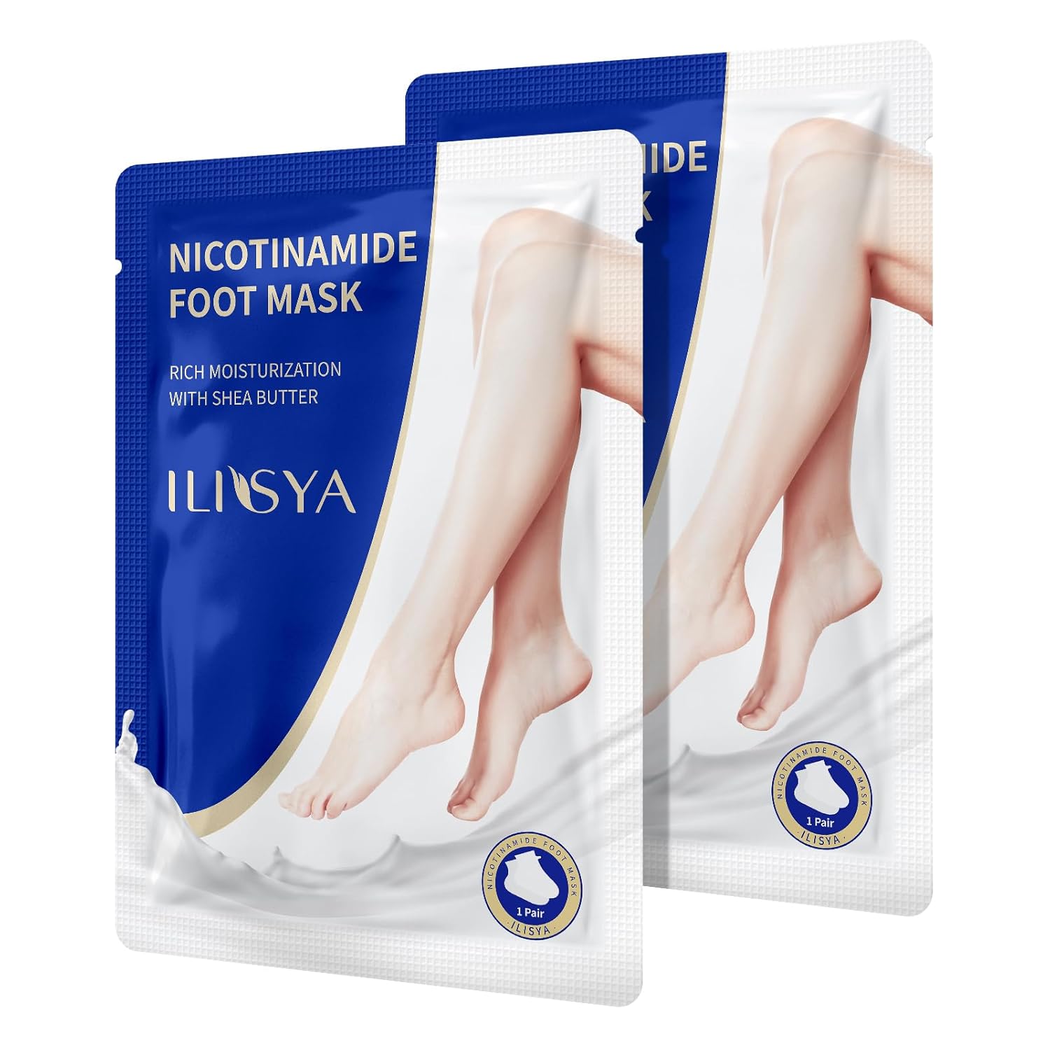 2 Pack Foot Mask Moisturizing Hydrating Foot Spa Socks for Softens Rough Dry Cracked Feet Treatment Care – Nicotinamide + Shea Butter + Goat Milk