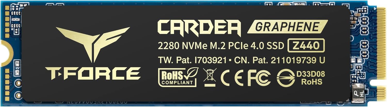 TEAMGROUP T-Force CARDEA Zero Z440 1TB DRAM SLC Cache 3D TLC NAND NVMe Phison E16 PCIe Gen4x4 M.2 2280 Gaming SSD with Graphene Heat Spreader Works with PS5 Read/Write 5000/4400 MB/s TM8FP7001T0C311