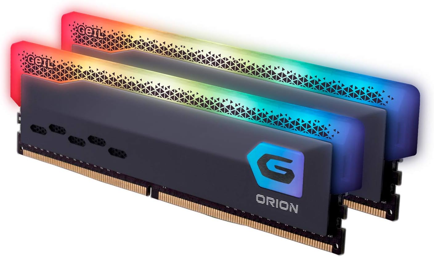 GeIL Orion RGB DDR4 RAM, 16GB (8GBx2) 3600MHz 1.35V XMP2.0, Intel/AMD Compatible, Long DIMM High Speed Desktop Memory, Hardcore Immersive Gaming/Multimedia Content Creation/Quality Live Streaming