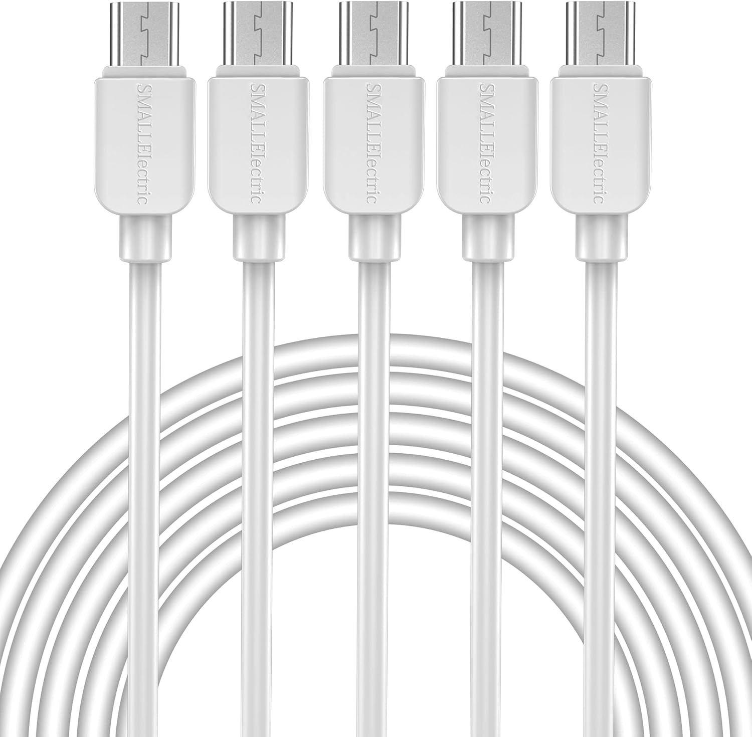 SMALLElectric Micro USB Cable (5-Pack, 6FT) Android Charger, Long Android Phone Charger Cord for Samsung Galaxy S7 S6 Edge J7 S5,Note 5 4,LG 4 K40 K20,MP3,Kindle,Tablet,White