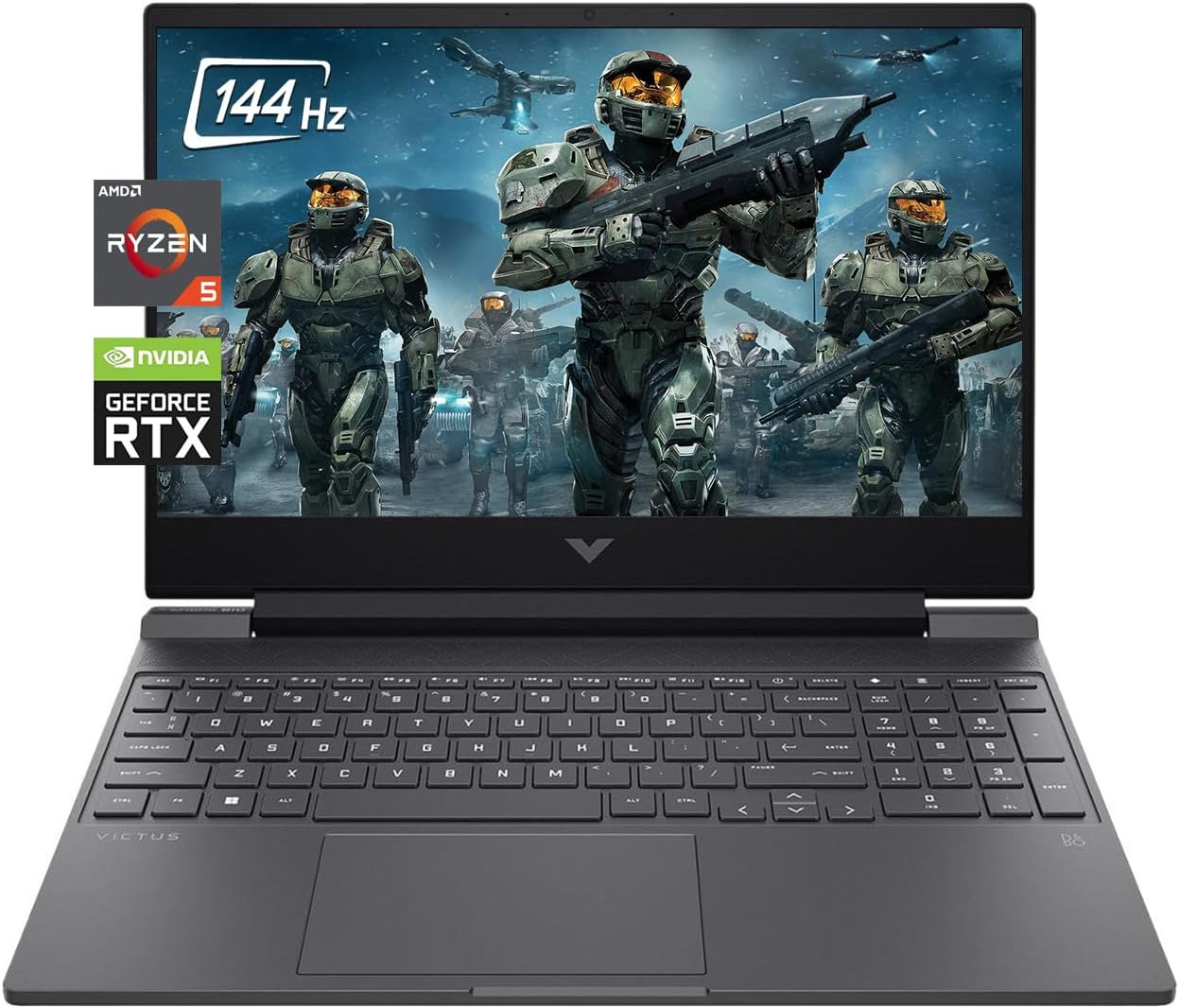 HP Victus 15.6″ Full HD 144Hz Gaming Laptop, AMD Ryzen 5 7535HS, 32GB Memory, NVIDIA GeForce RTX 2050, 1TB SSD, Bluetooth, Wi-Fi, Backlit Keyboard, Windows 11, Mica Silver, W/GaLiMu