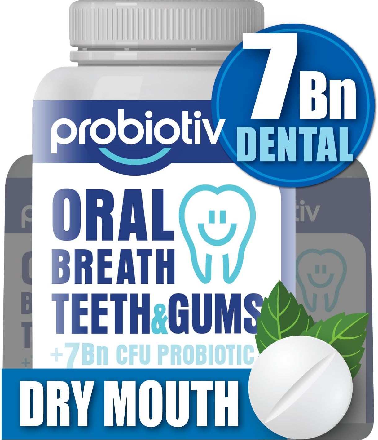 Oral Probiotics for Mouth Bad Breath 7 Billion CFU – Chewable Dental Probiotic for Teeth and Gums & Fresh Breath, Combats Dry Mouth, Halitosis & Supports Gut Health (30 Count (Pack of 1))