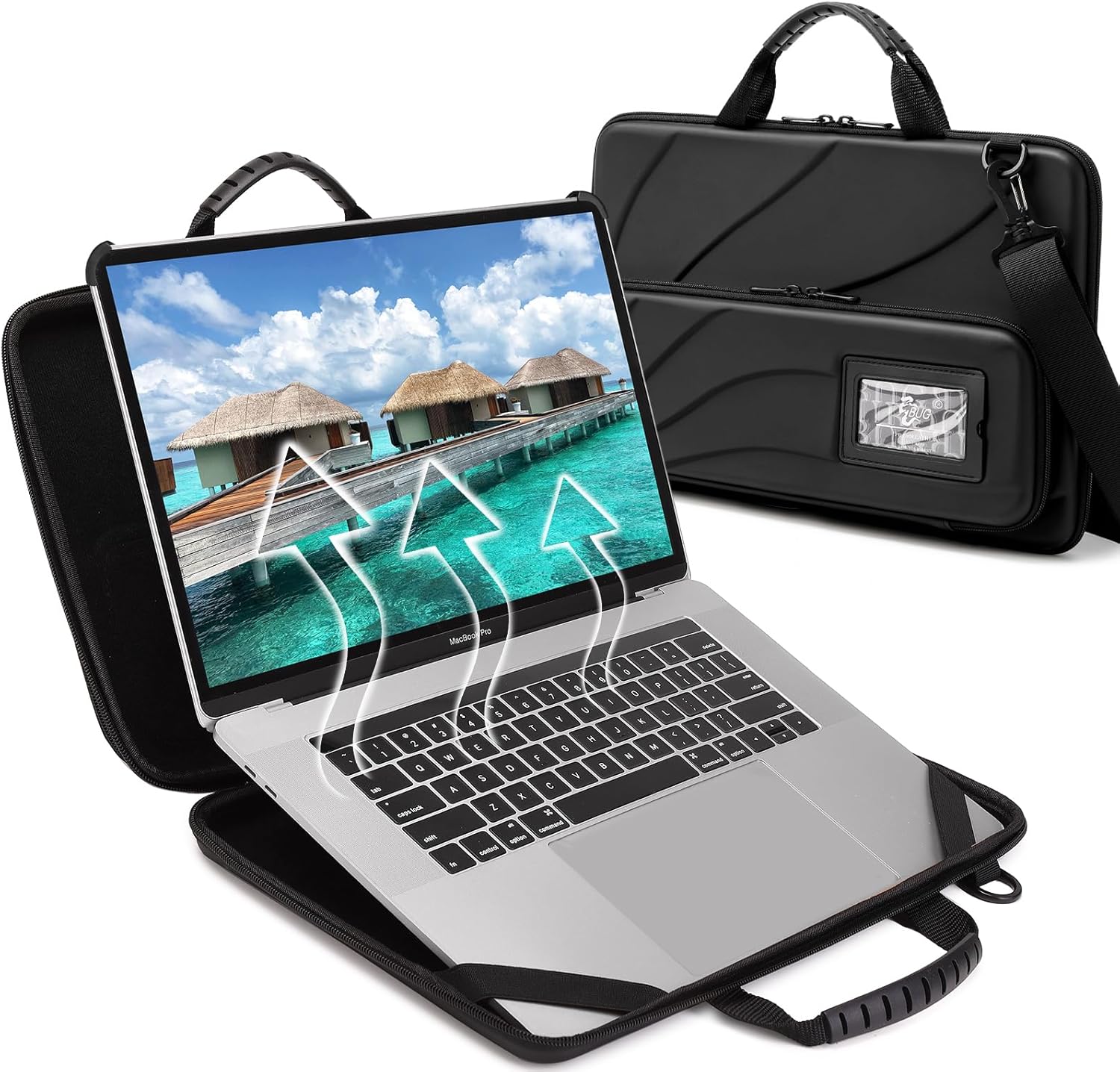 BUG 14.2-15.6 Inch Laptop Case Hard Shell, Protective Laptop Carrying Case with Stand for Heat Dissipation