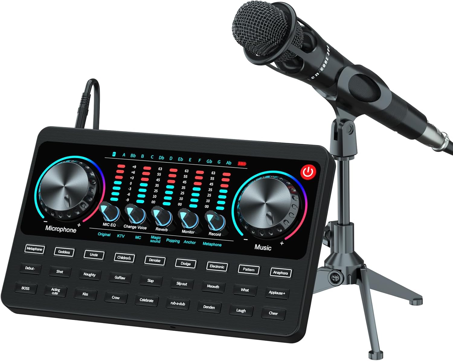 Podcast Equipment Bundle Booth Desk Kit,Studio Condenser Microphone,Sound Card Audio Interface DJ Mixer SoundBoard Voice Changer for Vlog/Tiktok/Youtube Starter Phone/PC Musical Streaming