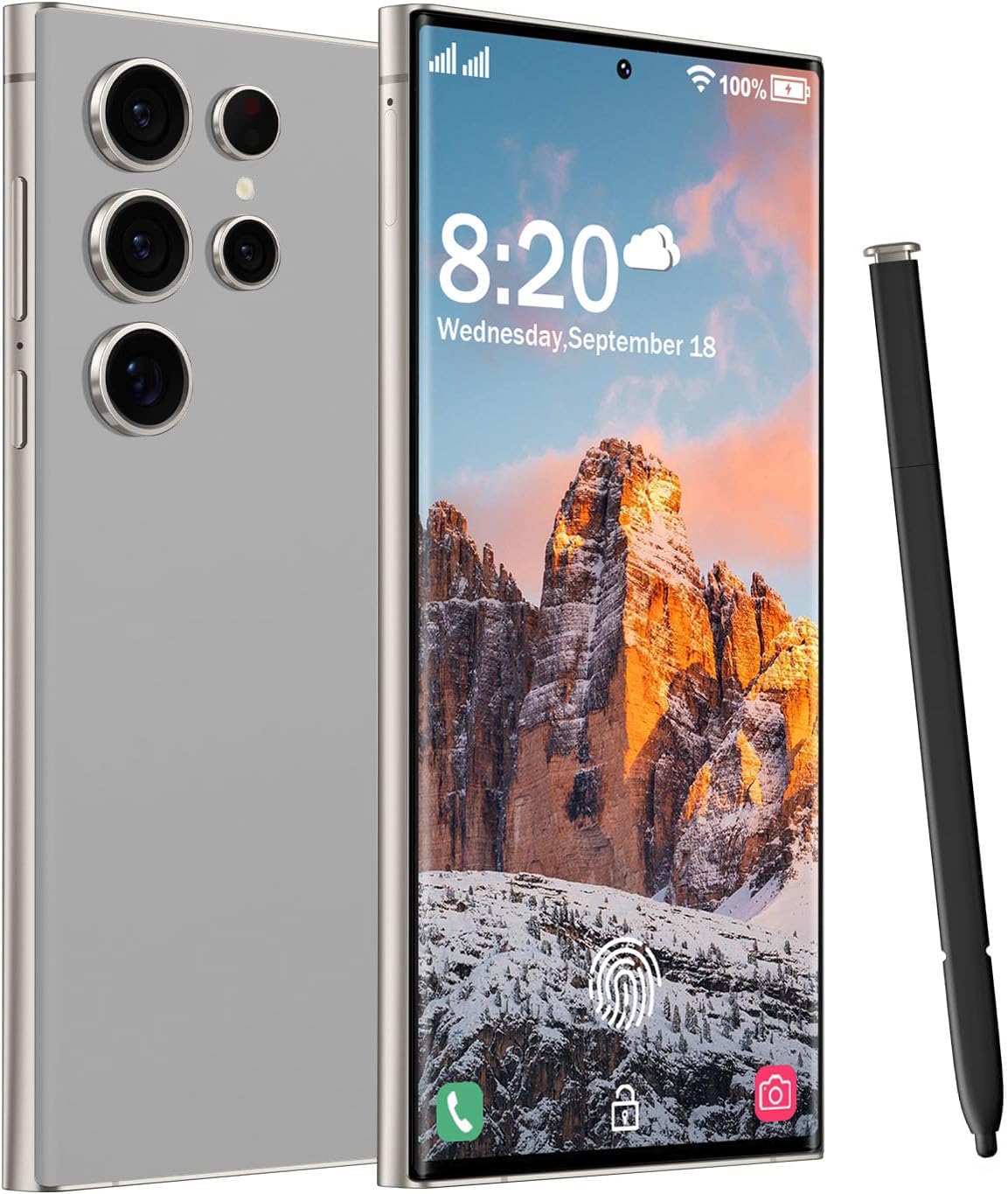 C24 Ultra 5G Unlocked Smartphone,6GB+256GB Fully Unlocked Cell Android 13 with 128GB Memory Card Cell Phone,Battery 6800mAh 6.8″ HD Screen Built in Pen The Face ID/5G/Fingerprint Lock/GPS (Gray)