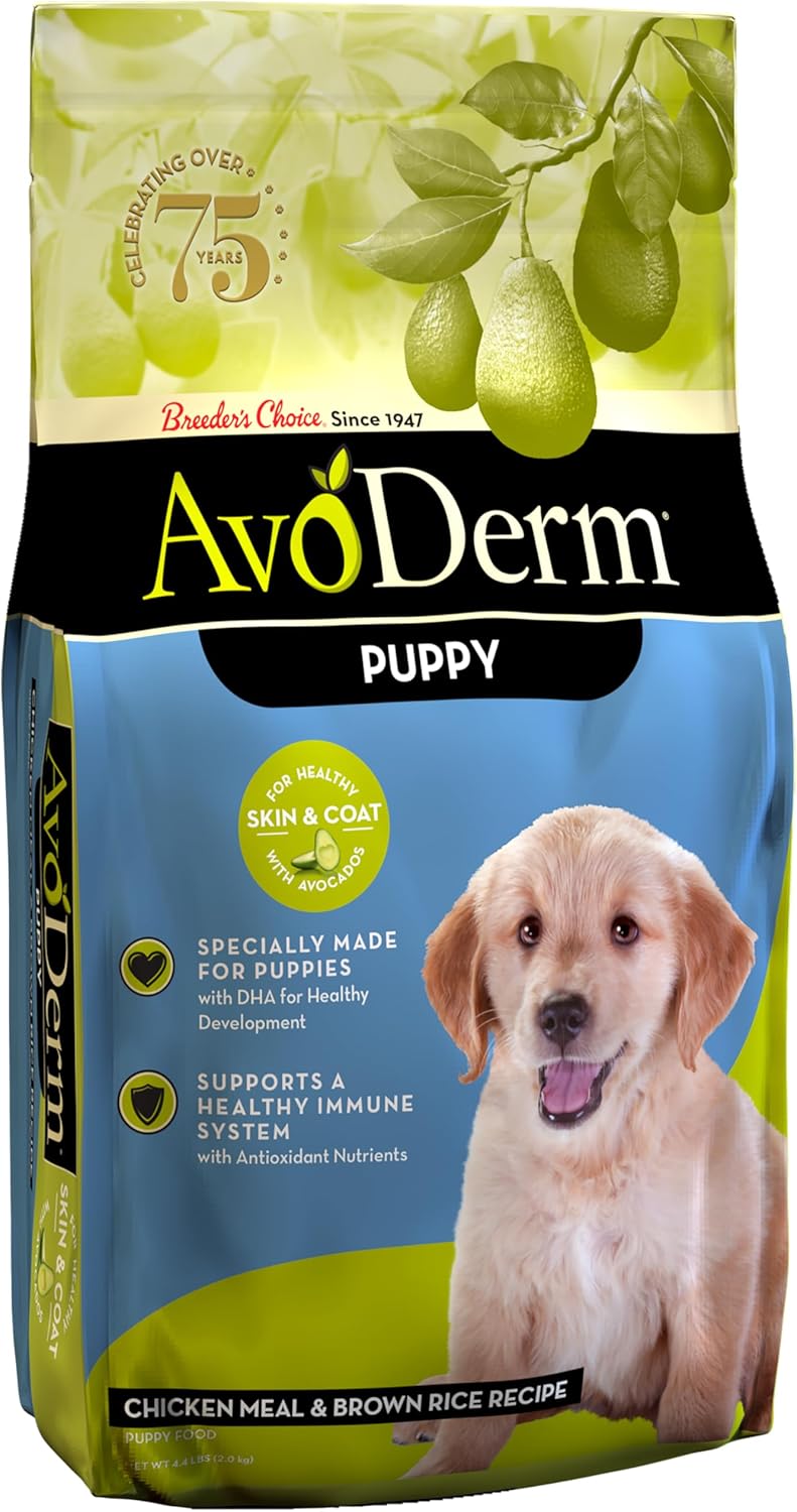 AvoDerm Puppy Dry Dog Food, DHA For Brain & Eye Development, Chicken & Brown Rice Formula, 4.4lb bag