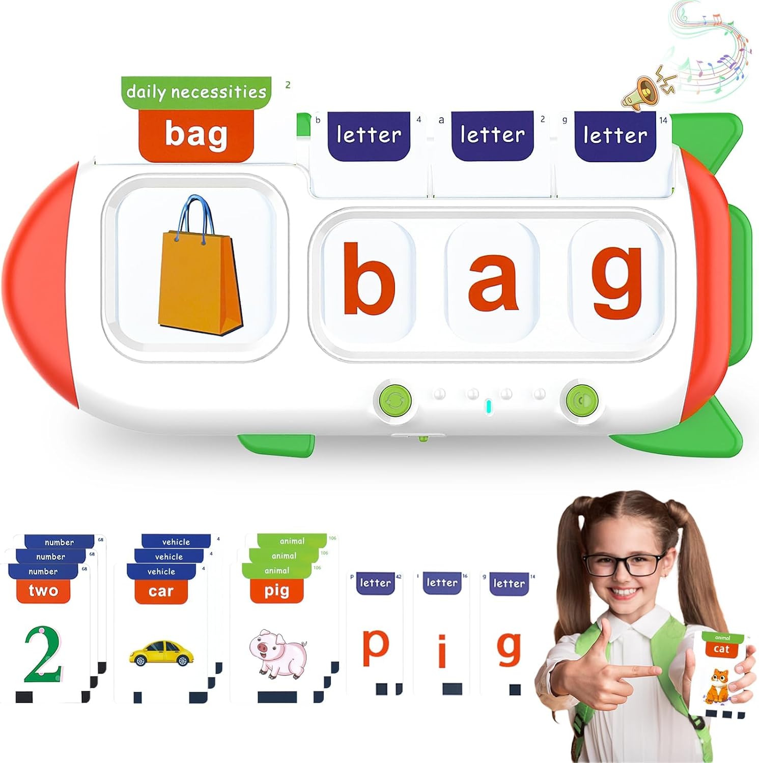 Spelling & Talking Flash Cards for Toddlers, Alphabet Learning Toys, Speech Therapy Toys CVC Words Spell Games ABC Flash Cards with 107 Sight Words Toddler Toy Gifts for Kids