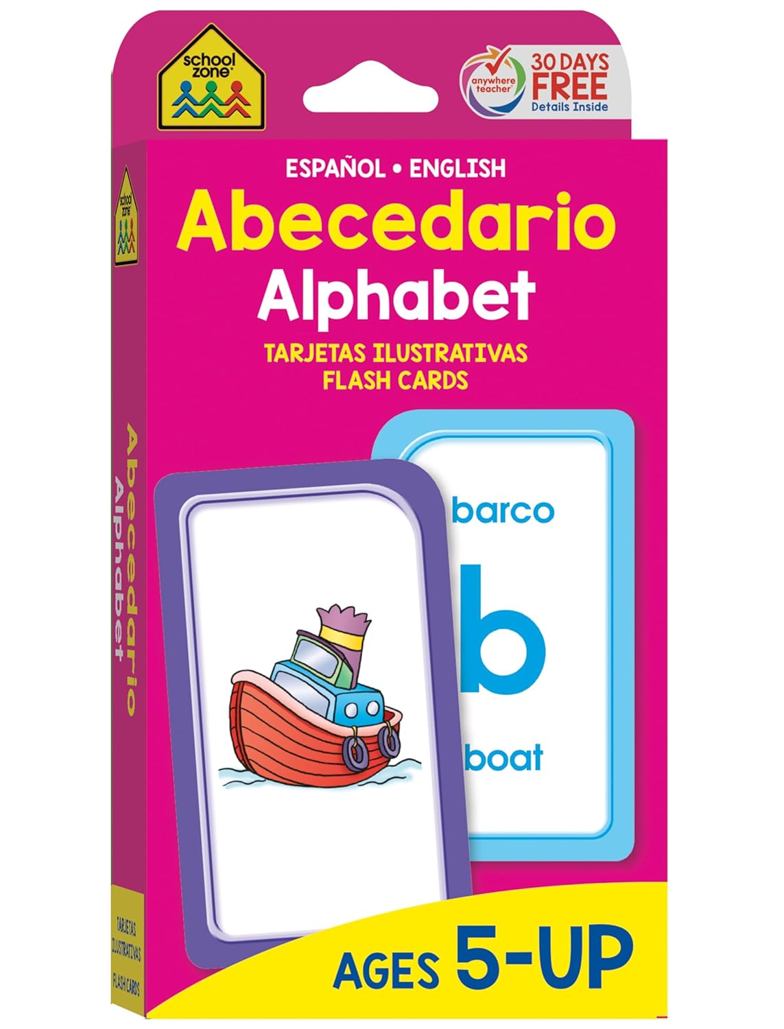 School Zone – Bilingual Alphabet Flash Cards – Ages 5+, Kindergarten to 1st Grade, ESL, Language Immersion, Phonics, ABCs, Alphabetical Order, and More (Spanish and English Edition) (Spanish Edition)