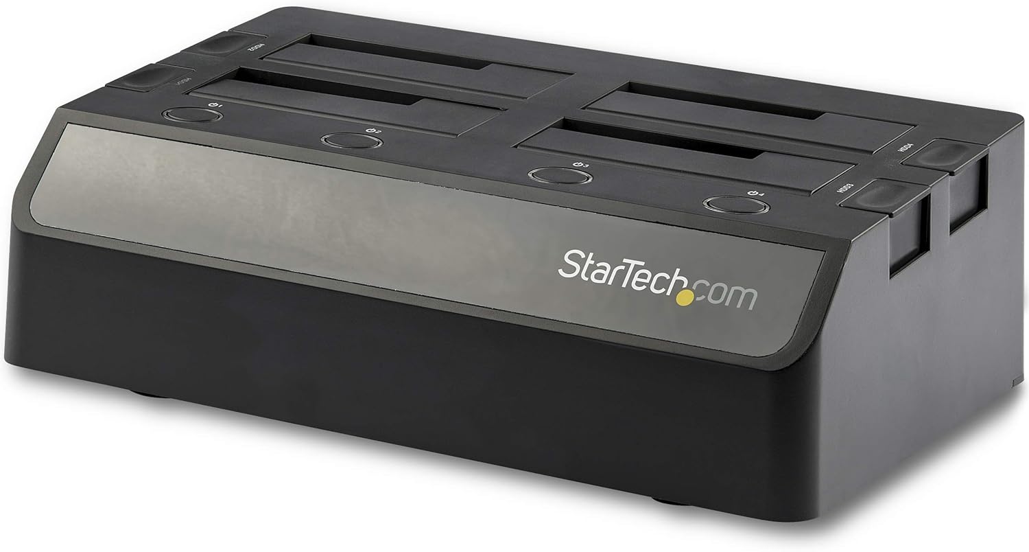 StarTech.com 4-Bay USB 3.1 to SATA Hard Drive Docking Station, 10Gbps USB Hard Drive Dock, External 2.5/3.5″ SATA III SSD/HDD Docking Station, Hot-Swap, Top-Loading (SDOCK4U313),Black