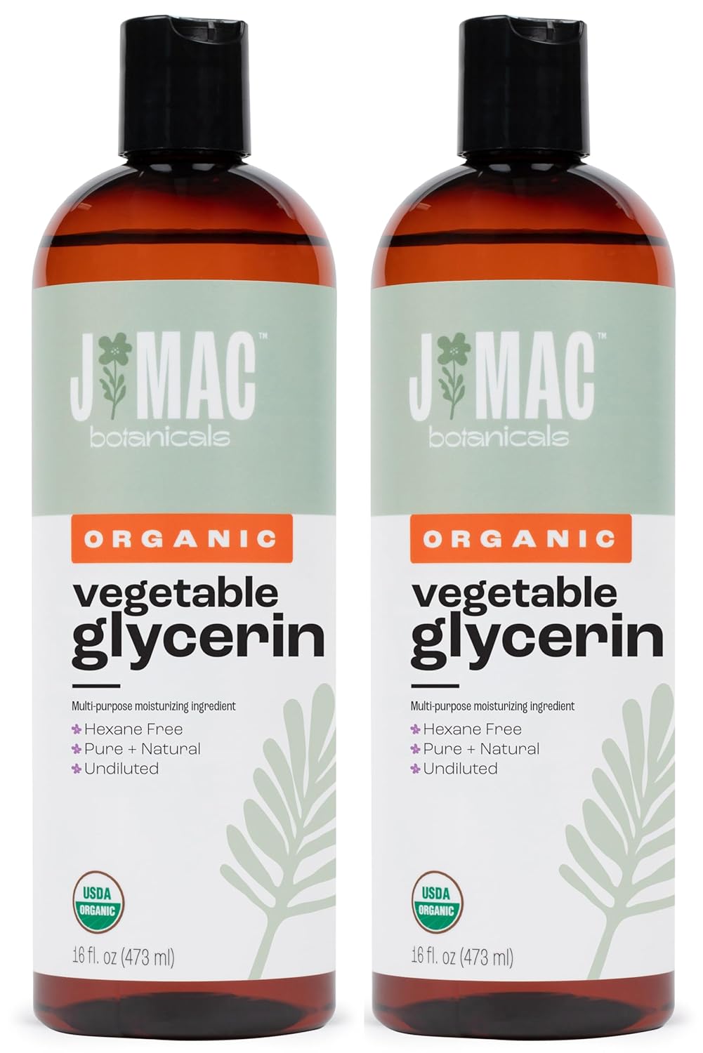 J MAC BOTANICALS Organic Vegetable Glycerin 16 oz – TWO PACK (32 oz total)