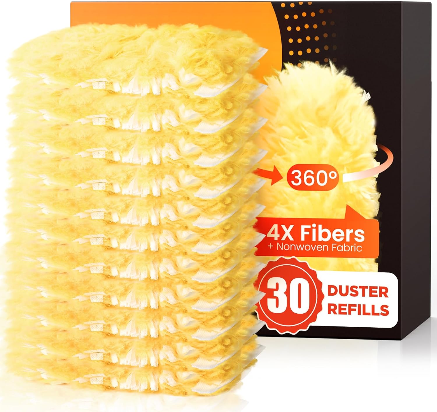 30 Count Heavy Duty Duster Refills for Swiffer Duster, Multisurface 360° Larger Size Dusters with 4X Microfibers, Unscented Disposable Dusters for Cleaning Home, Blinds, Fans, Corners (Only Duster)