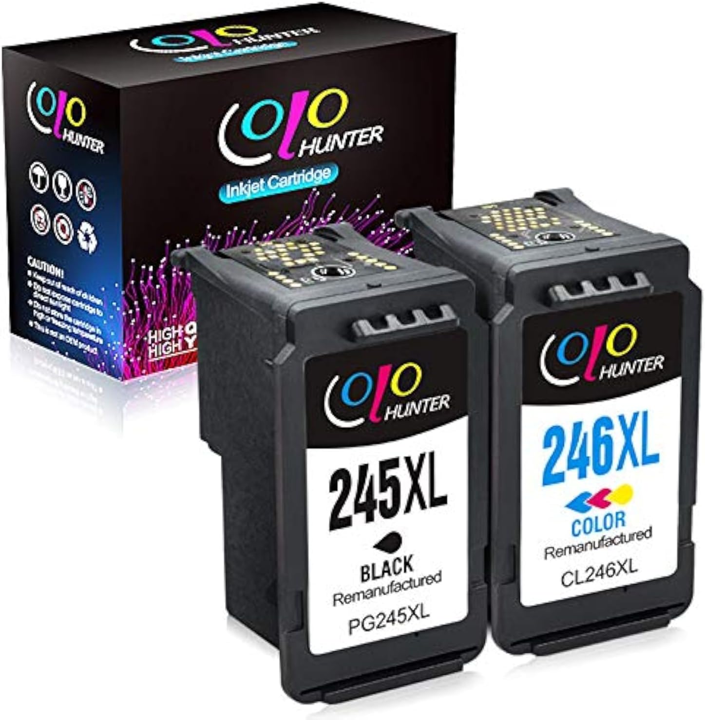 Remanufactured Ink Cartridge Replacement for Canon PG-245XL CL-246XL PG-243 CL-244 to use with Pixma TS202 TS3120 TR4520 MG2922 MG3020 IP2820 MG3022 MG2420 MX490 MX492 (2-Pack)