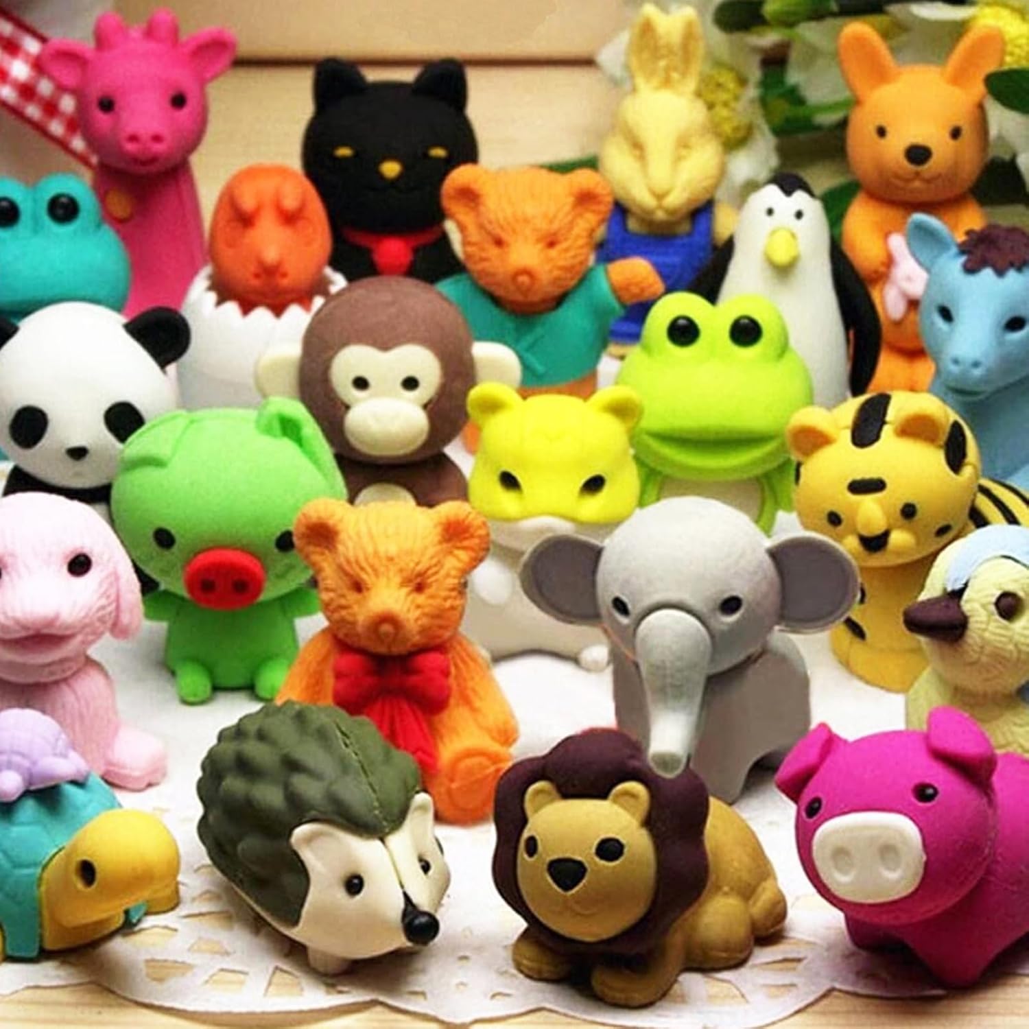 60Pcs Animal Erasers Desk Pets for Kids Pencil Bulk Puzzle Erasers Toys Gifts for Classroom Prizes,Game Reward,Treasure Box,Easter Egg Fillers,Goodie Bag Stuffers,Party Favors