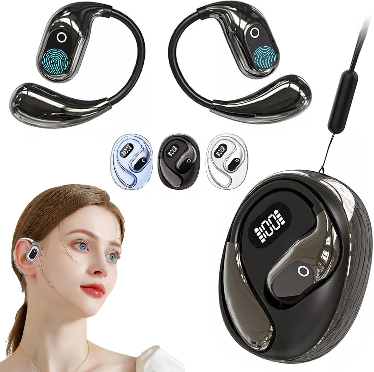 Peachloft Translator Earbuds – Multi-Language AI Translation Bluetooth Headset, Real-Time 2-Way Translator, Wireless Earbuds for iOS & Android, Smart Language Translation Device (Black)