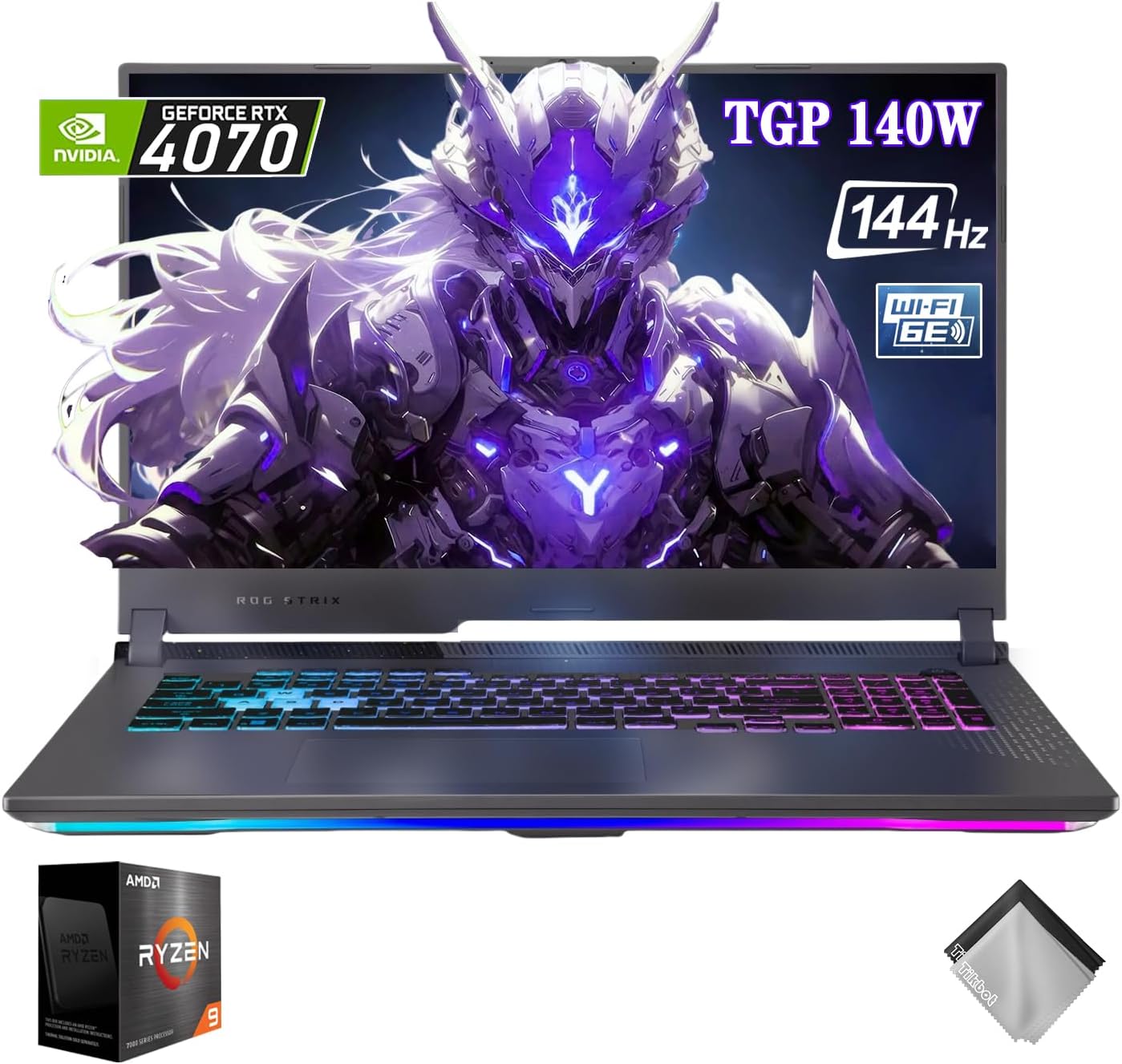 ASUS ROG Strix G17 17.3″ FHD 144Hz Gaming Laptop， AMD Ryzen 9-7845HX NVIDIA GeForce RTX 4070，MUX Switch， W/Cloth