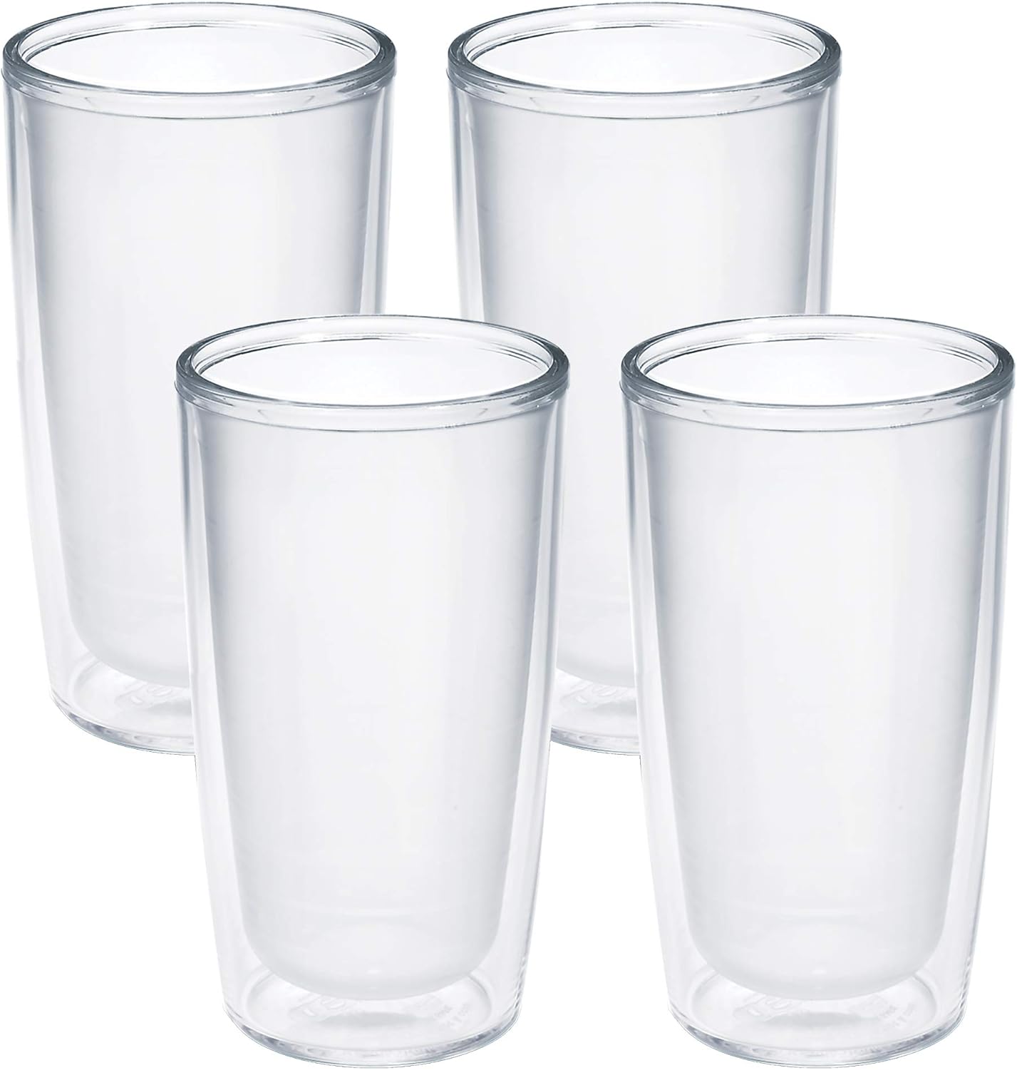 Tervis Crystal Clear Tabletop Made in USA Double Walled Insulated Tumbler Travel Cup Keeps Drinks Cold & Hot, 16oz – 4pk, Classic