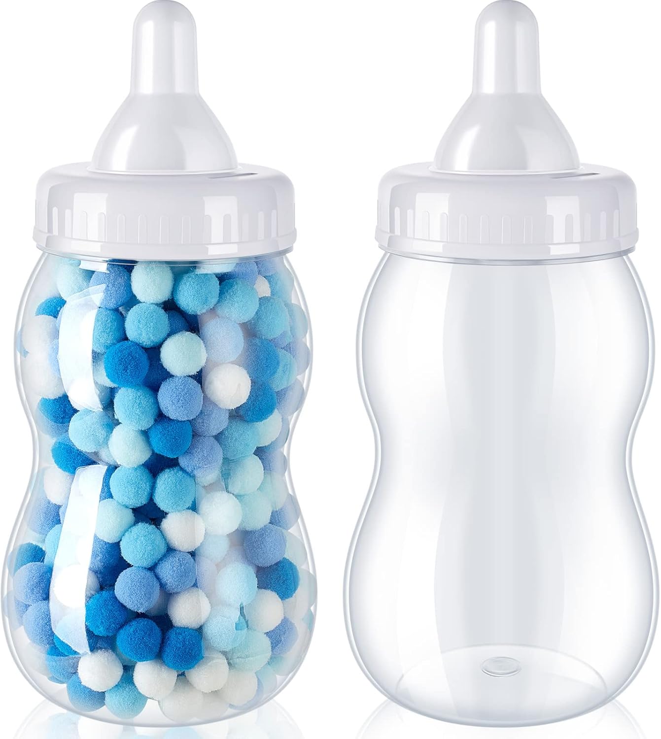 Tessco 2 Pcs 13” Big Baby Bottles for Baby Shower Games,large Baby Bottles Plastic Baby Milk Bottle Jumbo Baby Bottle Bank Giant Candy Bottle for Baby Boy Girl Party Favor (White)