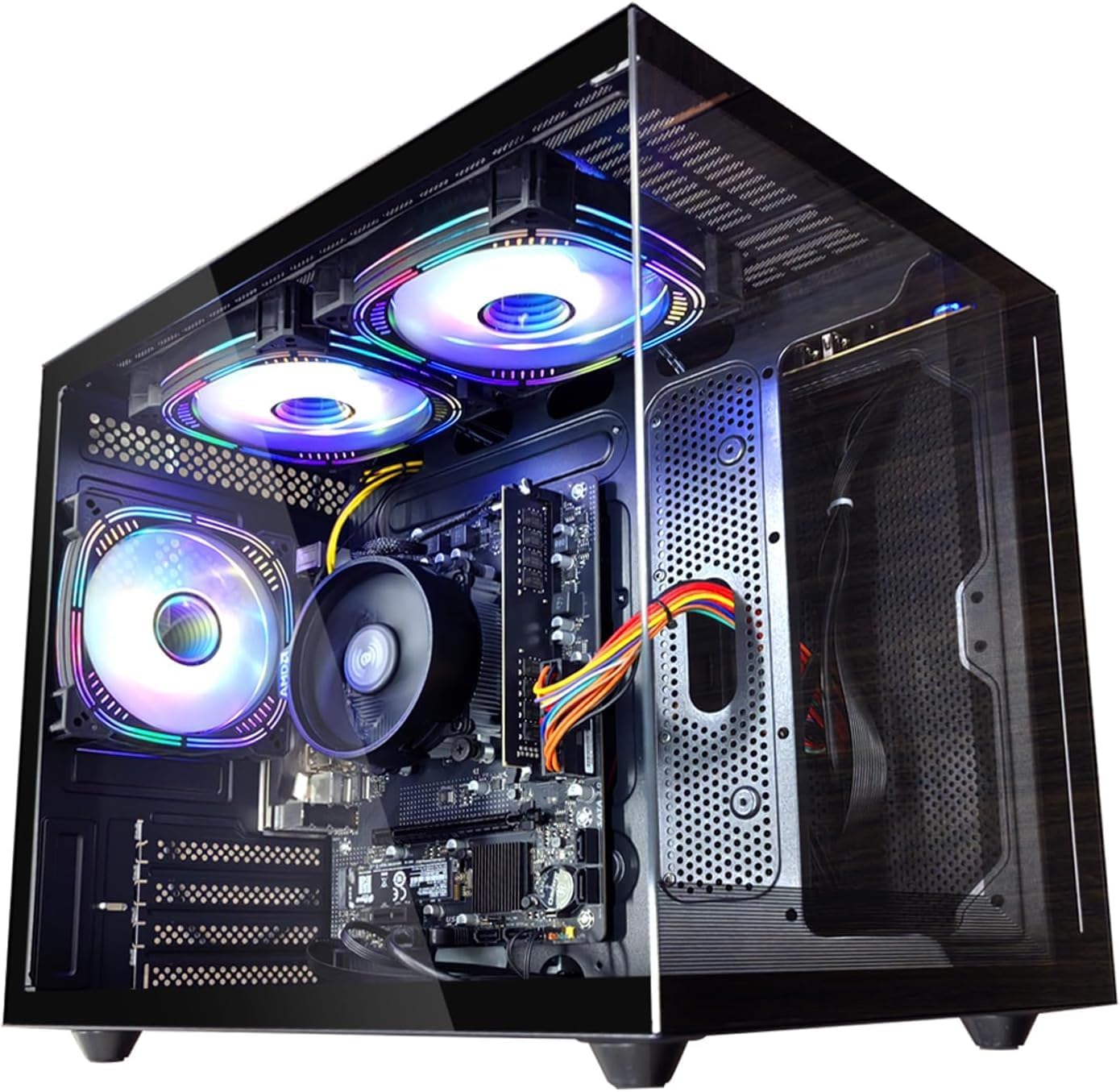 Gaming PC AMD Ryzen7 5700G(8Cores 3.8GHz UP to 4.60 GHz) 16GB DDR4 3200MHz RAM Nvme 1TB SSD AMD Radeon Vega Graphics 650W Prebulilt Desktop Computer Black