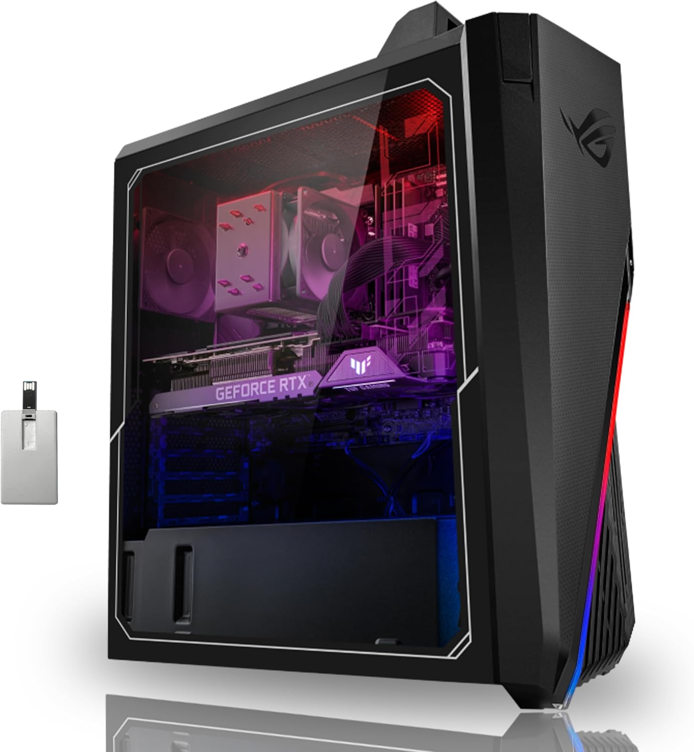 Asus 2022 ROG Gaming Desktop, Intel Core i7-12700F Processor, 32GB DDR4 RAM, 1TB PCIe SSD + 1TB HDD, NVIDIA GeForce RTX 3060 12G, Win 11 Pro, Black, 32GB USB Card