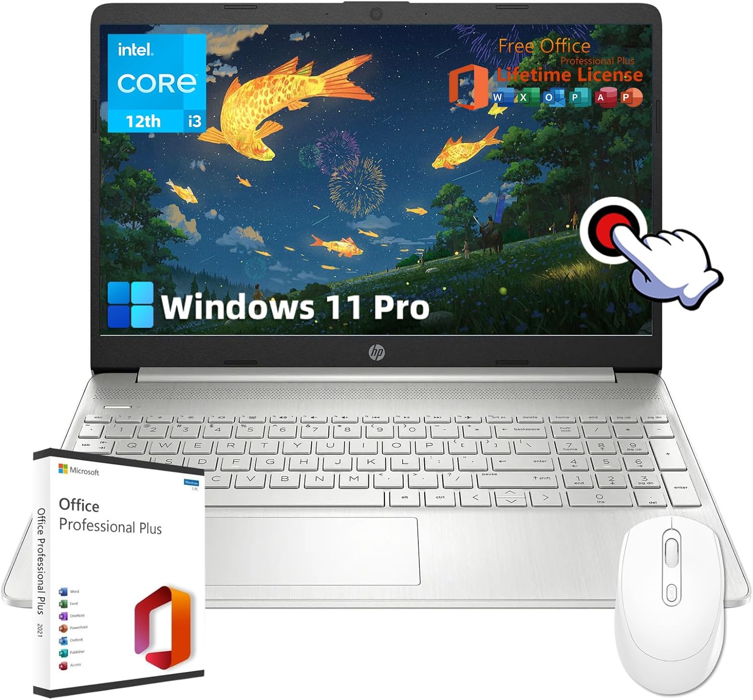 HP Laptop for Business and Student – with Microsoft Office Lifetime License | 15.6″ HD IPS Touchscreen | Intel 6-Core i3-1215U Processor | Wi-Fi | 32GB RAM | 1TB SSD | HD Camera | Win 11 Pro