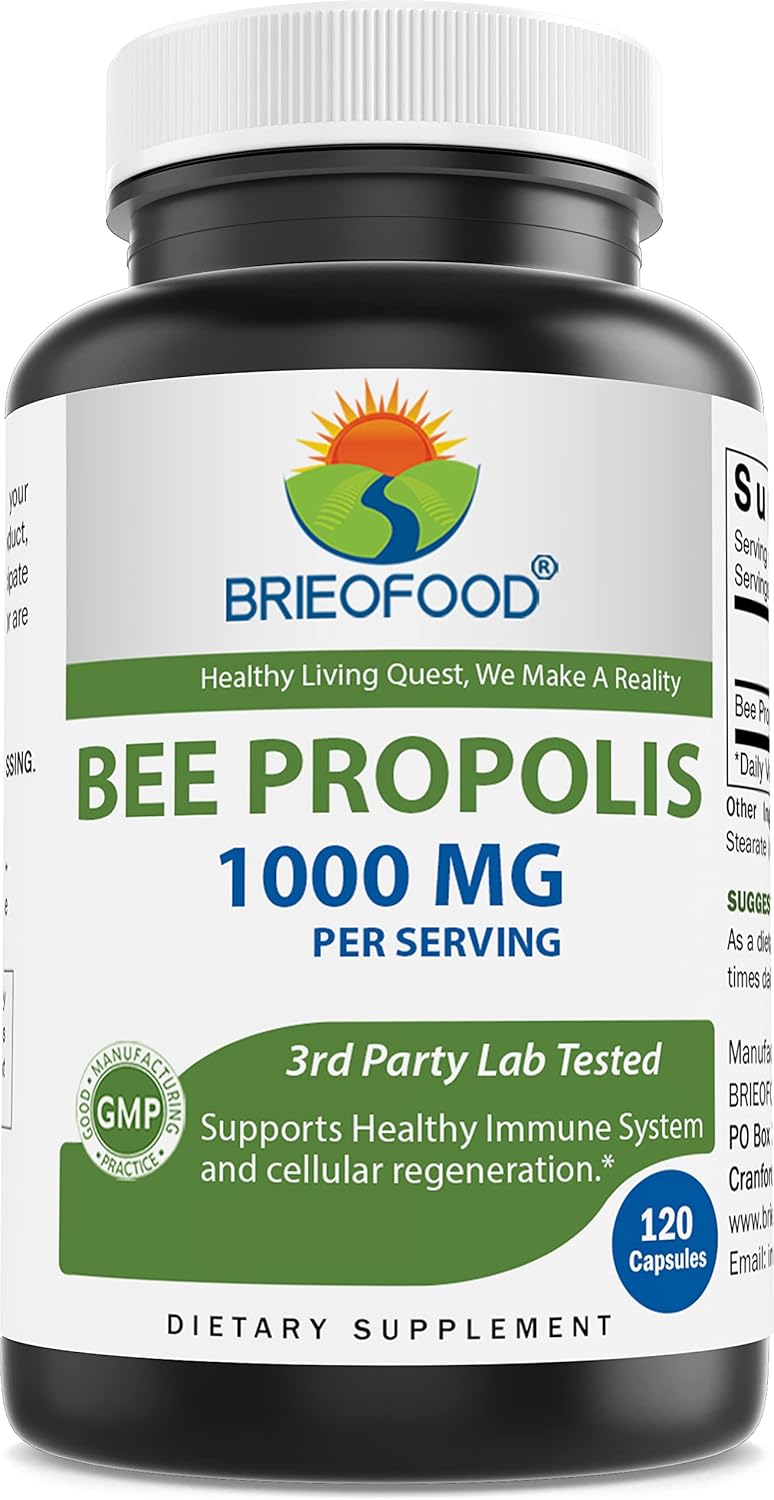 Brieofood Bee Propolis 1000mg per Serving – 120 Capsules