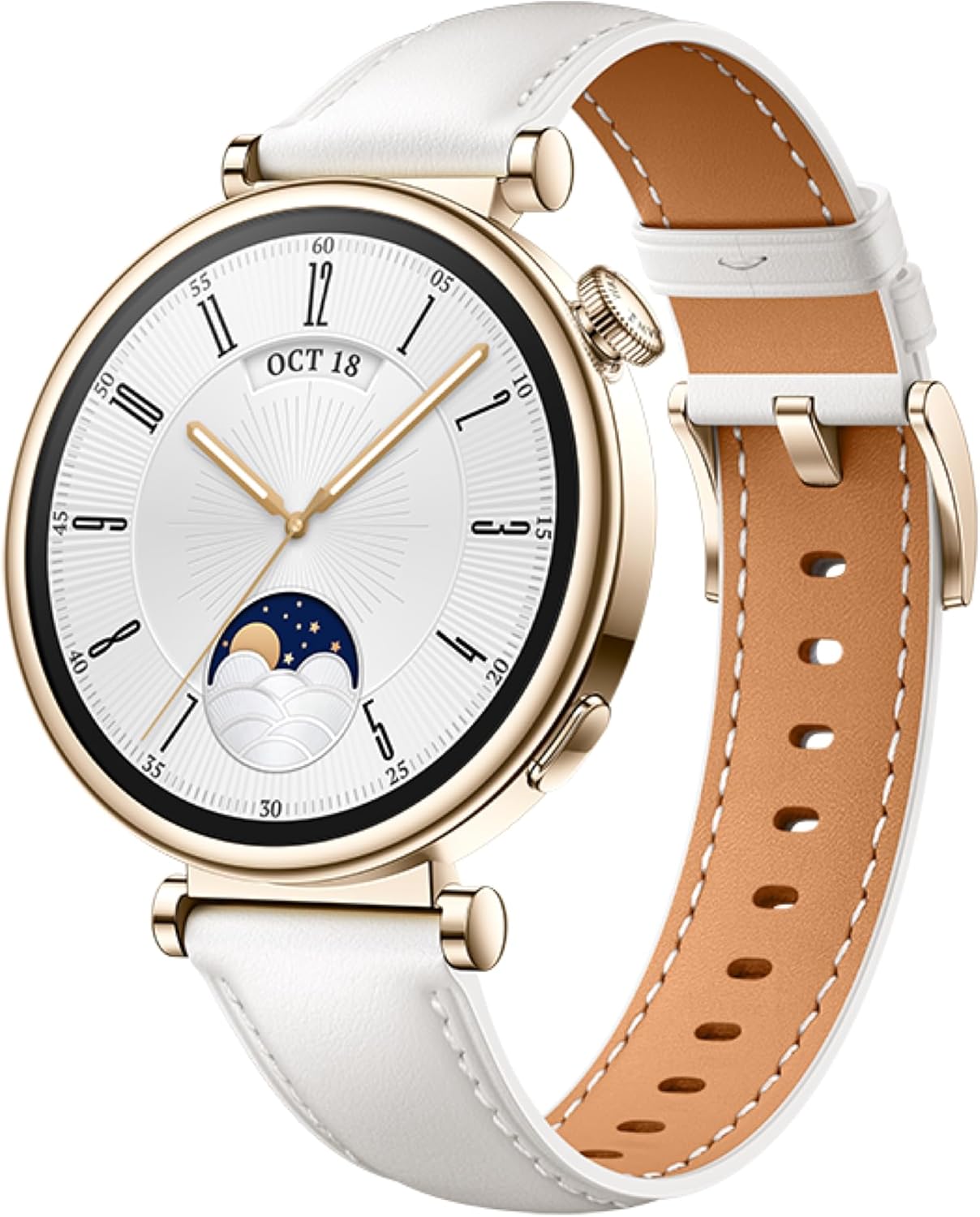 HUAWEI Watch GT 4 B19L 41mm Bluetooth Smartwatch 1.32″ AMOLED Screen Leather Strap – White