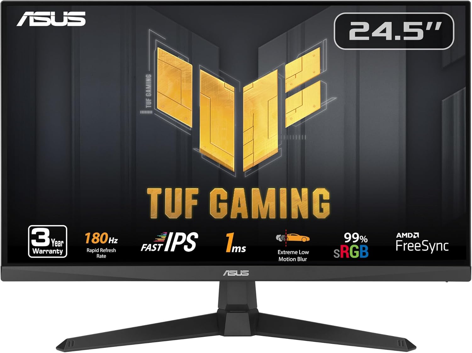 ASUS TUF Gaming 25” (24.5 viewable) 1080P Gaming Monitor (VG259Q3A) – FHD, 180Hz, 1ms, Fast IPS, Extreme Low Motion Blur, FreeSync, Variable Overdrive, Speakers, 99% sRGB, Shadow Boost 3yr Warranty