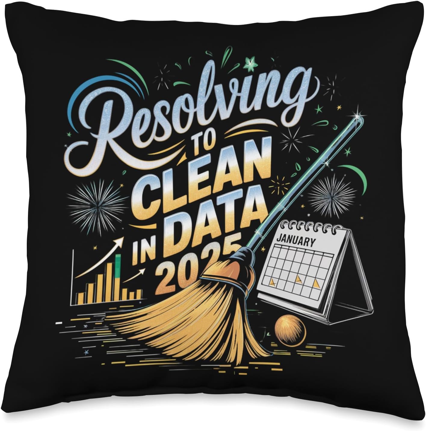 Funny Data Analyst New Years 2025 Pun For Data Nerds Throw Pillow