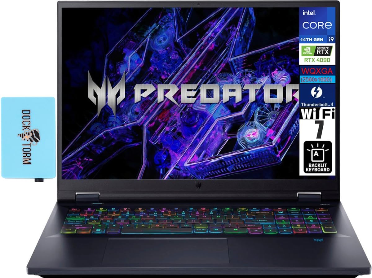 acer Predator Helios 18″ 250Hz IPS WQXGA Gaming Laptop 18″ (Intel i9-14900HX, 32GB DDR5, 1TB PCIe SSD, GeForce RTX 4090 16GB, Per Key RGB KYB, 2 Thunderbolt 4, WiFi 7, Win 11 Pro) w/DKZ Hub