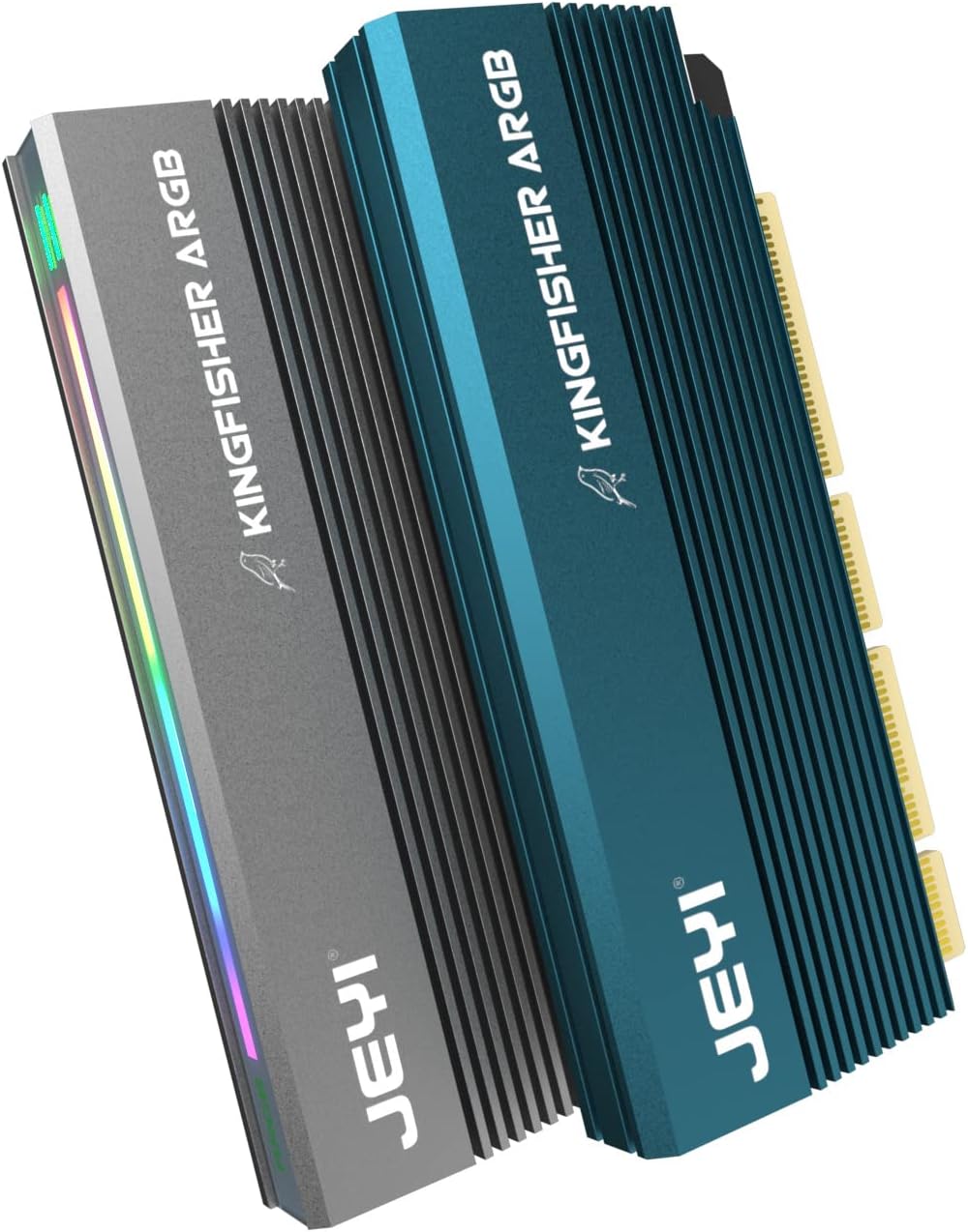 JEYI RGB NVMe M.2 SSD to PCIe X16/X8/X4 Adapter Card with Aluminum Heat Sink (with RGB)