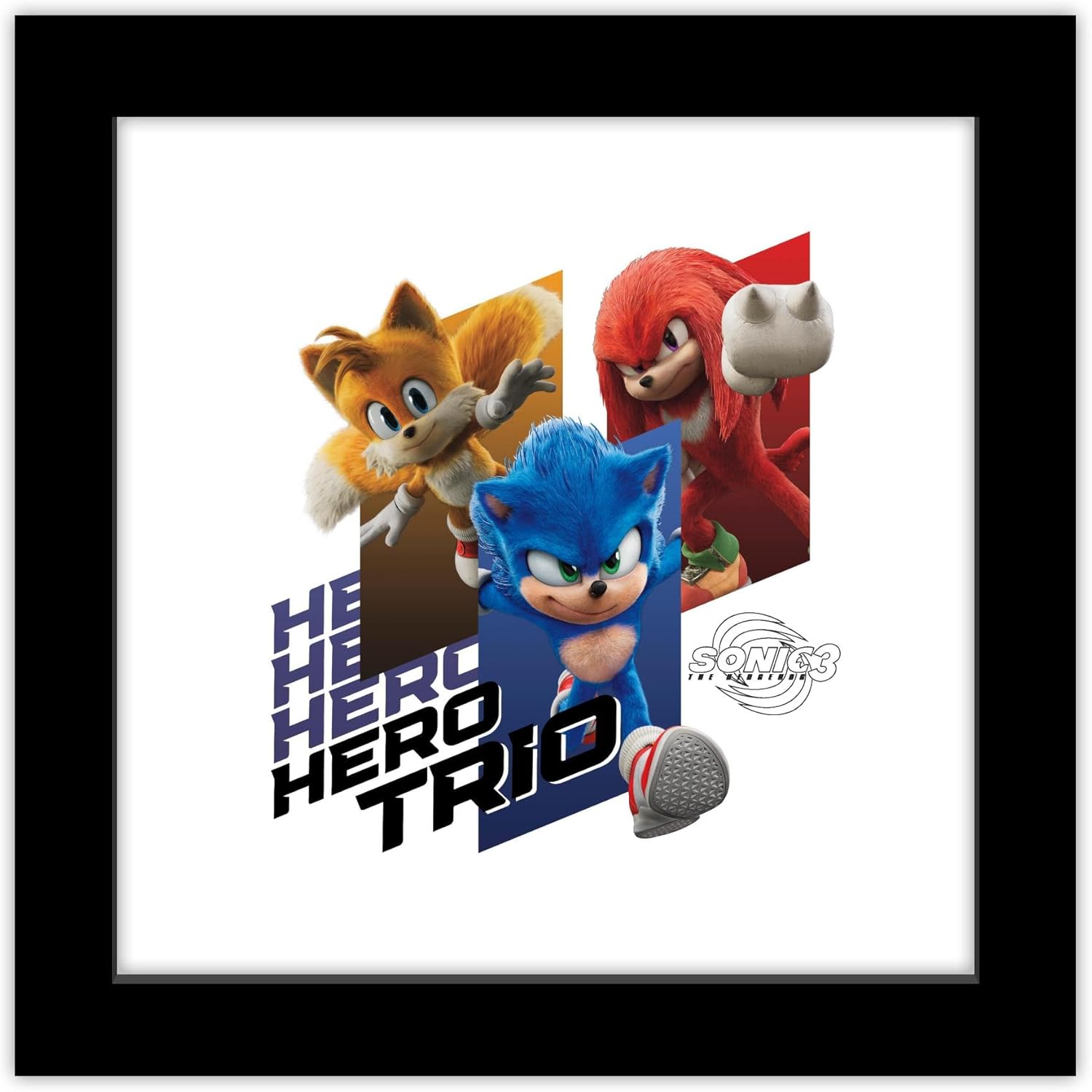 Trends International Gallery Pops Sonic the Hedgehog 3 – Hero Trio Wall Art, 12″ x 12″ Gallery Pops Wall Art, Black Framed Version