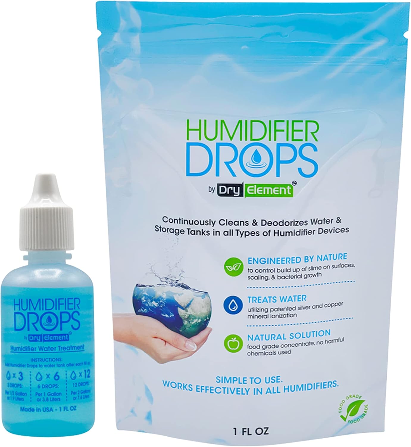 The Original Humidifier Drops – Premium Food Grade Concentrate, Slows Down Residue Accumulation on Surfaces, Minimizes Scaling – Freshens Water in All Humidifier Models, 100+ Day Supply, Made in USA