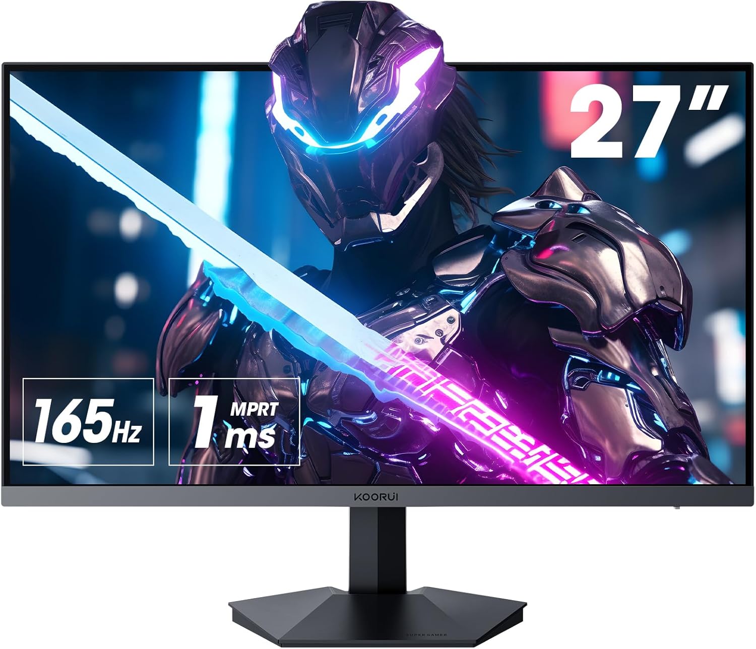 KOORUI 27″ Gaming Monitor, FHD 1080p 165hz Mointor with 1ms (MPRT) Response Time, DCI-P3 90% Color Gamut, Adaptive Sync Compatible, HDMI x 2, DisplayPort, Black (GN01)