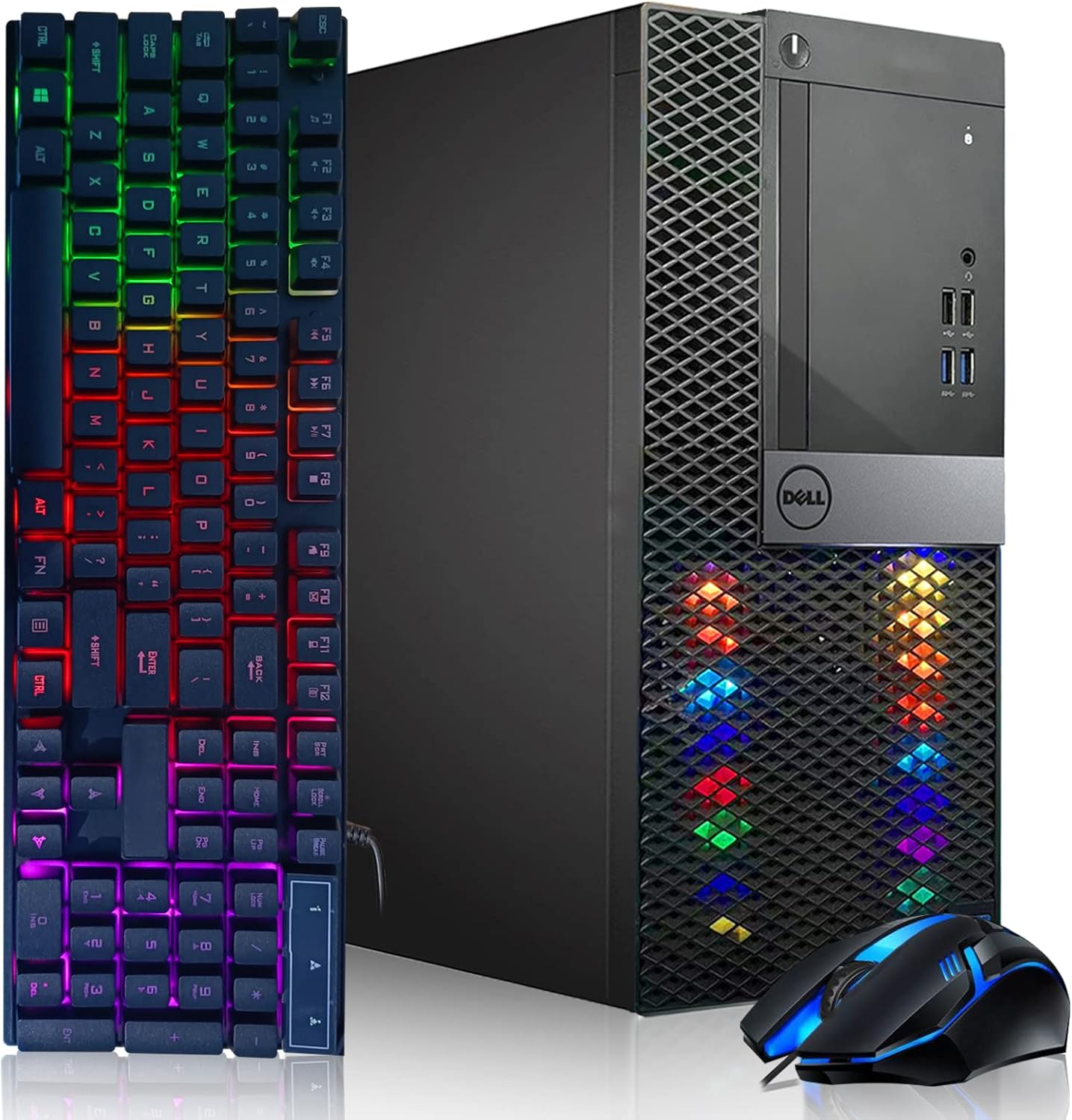 Dell Gaming PC Desktop Computer, Intel Quad Core i5 up to 3.6G, GeForce GTX 1660 Super 6G GDDR6, 16G, 256G SSD + 3TB, RGB Keyboard & Mouse, WiFi & Bluetooth 5.0, Win 10 Pro (Renewed)