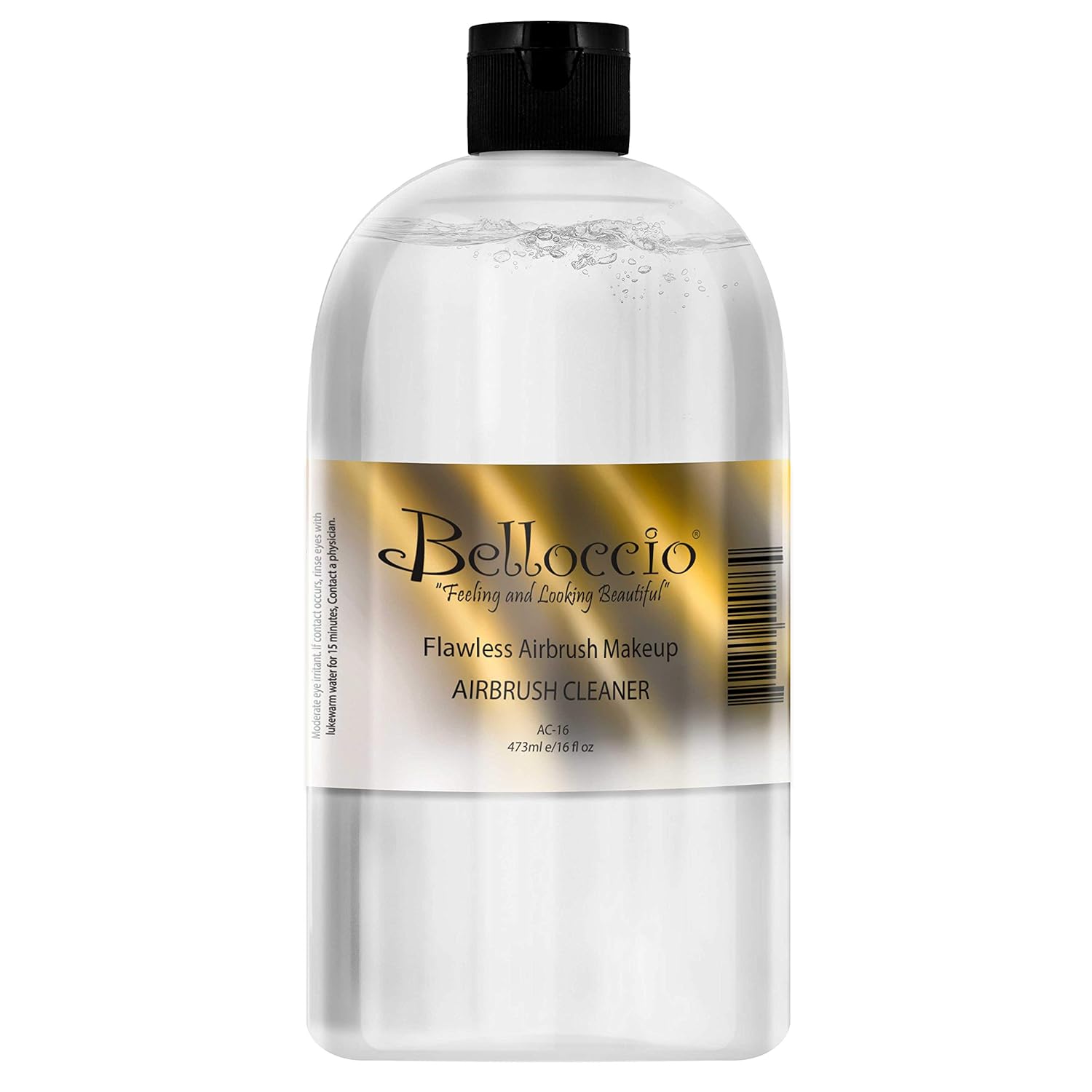 16 Ounce Bottle of Belloccio Makeup Airbrush Cleaner – Fast Acting Cleaning Solution, Quickly Cleans Flushes Out Airbrush Makeup Foundation, Blush, Highlighter – Clean Cosmetic Makeup Brushes, Paint