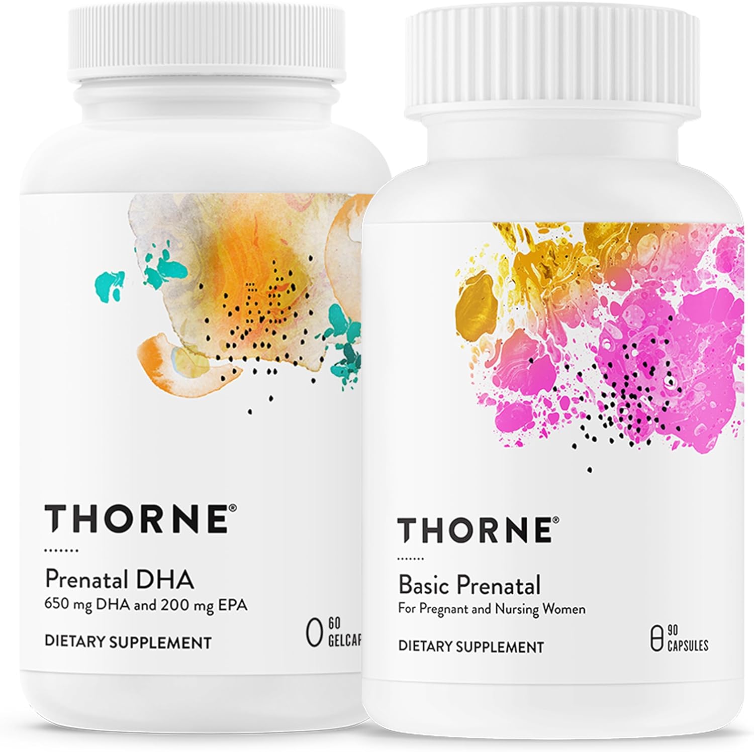 THORNE Comprehensive Prenatal Bundle: Women’s Basic Prenatal Multi & DHA – Baby’s Brain, Health Support – 30 Servings