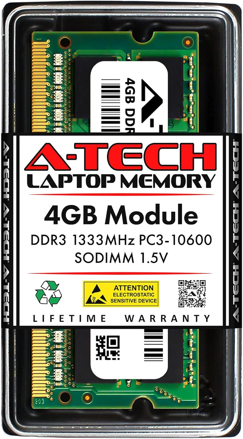 A-Tech 4GB RAM for Sony VAIO VPCCW2PFX, VPCEB15FM, VPCEG12FX, VPCEG1FGX, VPCEG23FX, VPCEH2FGX, VPCEH2J1E, VPCEJ1J1E, VPCS13L9E | DDR3 1333MHz PC3-10600 SODIMM 1.5V Non-ECC Memory Upgrade