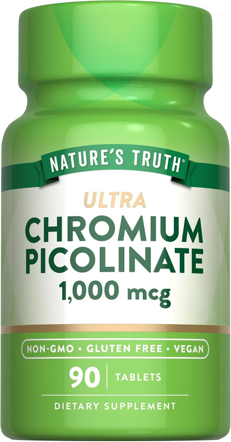 Nature’s Truth Ultra Chromium Picolinate 1000mcg | 90 Tablets | Vegan, Non-GMO & Gluten Free Supplement