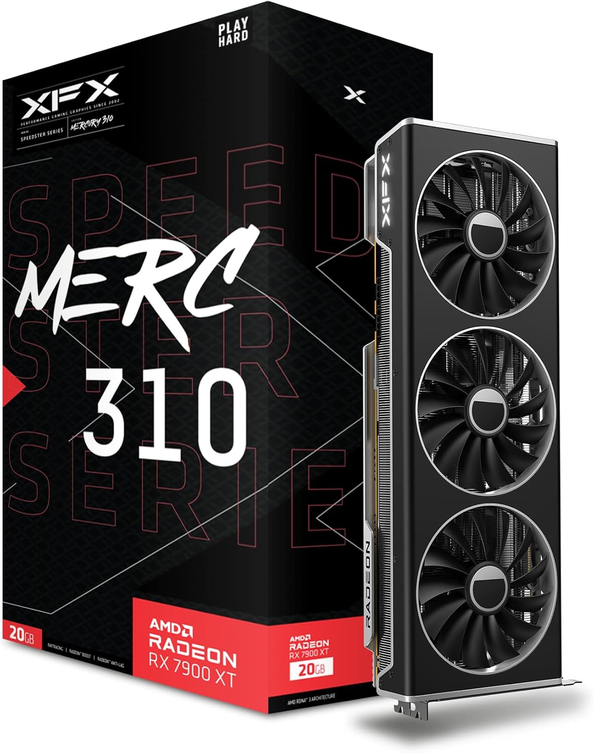 XFX Speedster MERC310 AMD Radeon RX 7900XT Black Gaming Graphics Card with 20GB GDDR6, AMD RDNA 3 RX-79TMERCB9