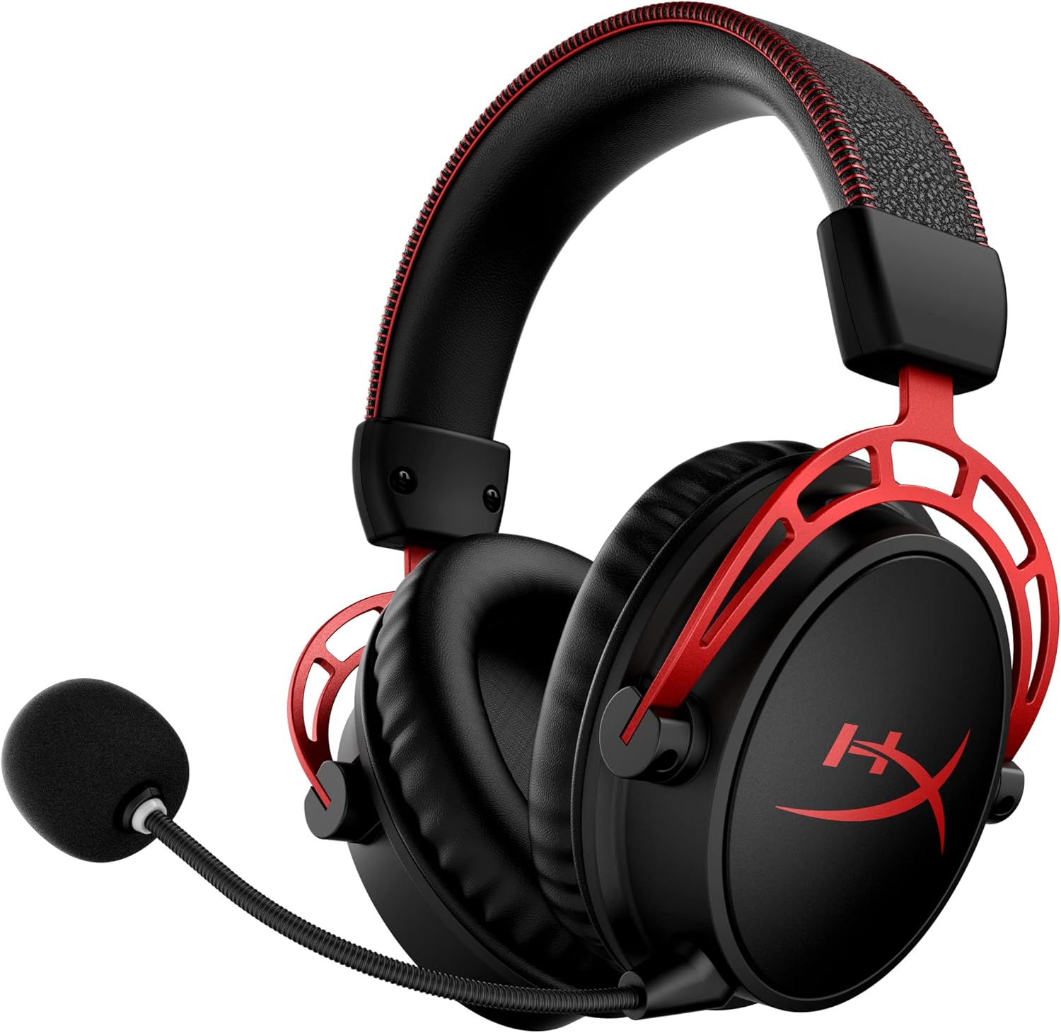 HyperX Cloud Alpha Wireless – Gaming Headset for PC, 300-hour battery life, DTS Headphone:X Spatial Audio, Memory foam, Dual Chamber Drivers, Noise-canceling mic, Durable aluminum frame,Red